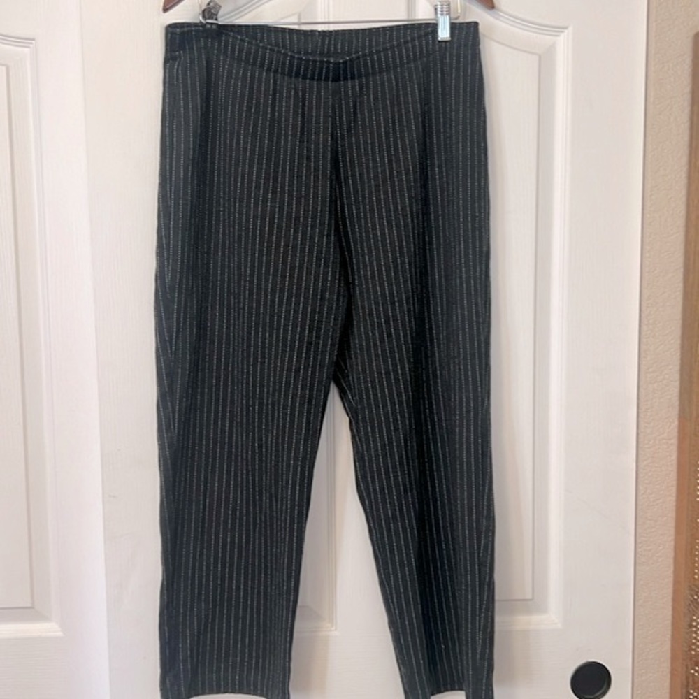 Cathy Daniels Black Pants w/White Stripe, Elastic Waist - Size 8
